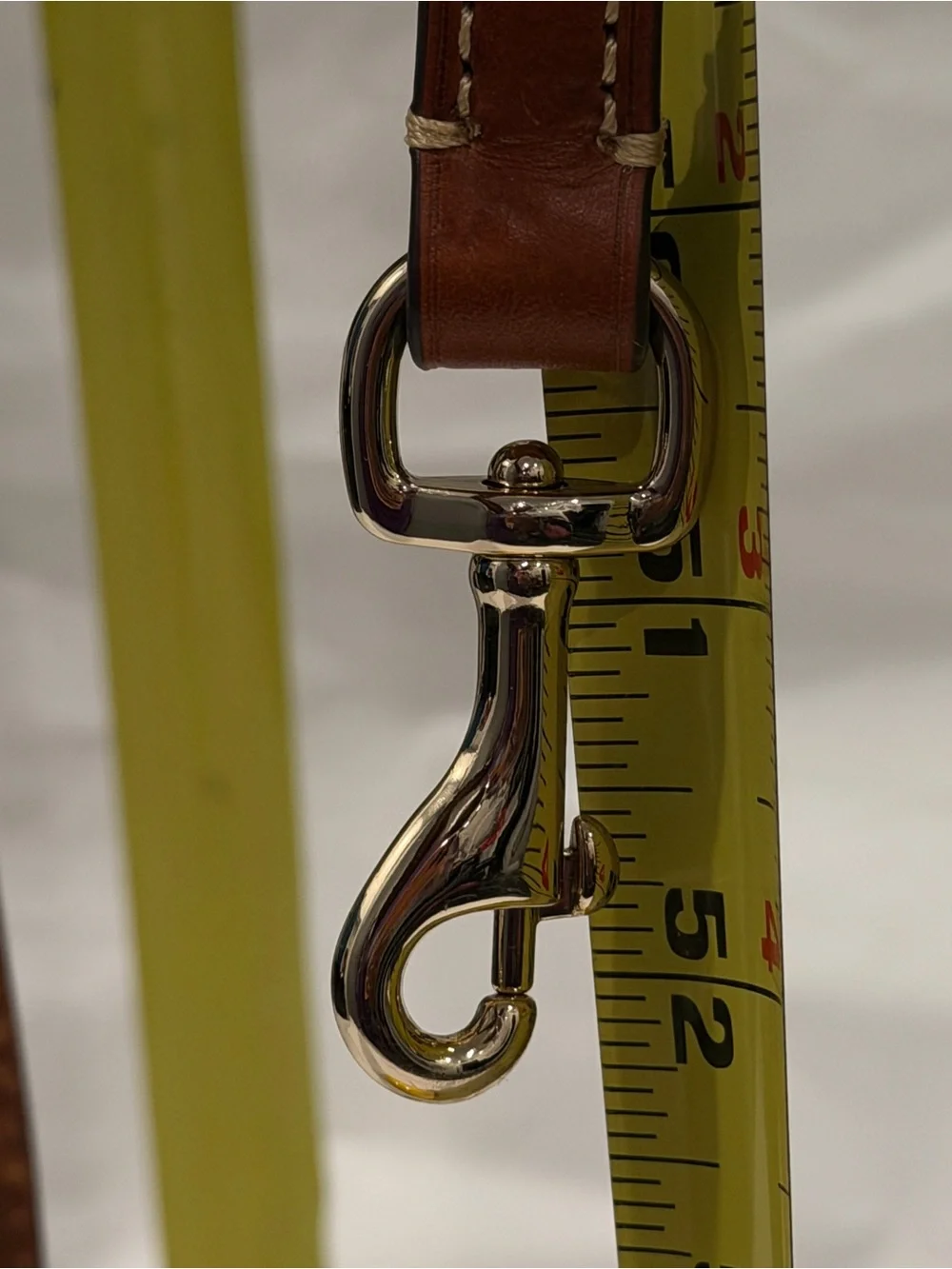 Adjustable Brown Leather Messenger Bag Strap with Light Gold Hardware